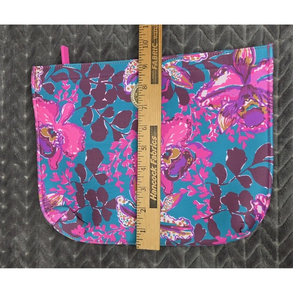 Lilly Pulitzer Neoprene Zip Pouch Swim Case Bag Blue Rhapsody Orchid Beach Pool
